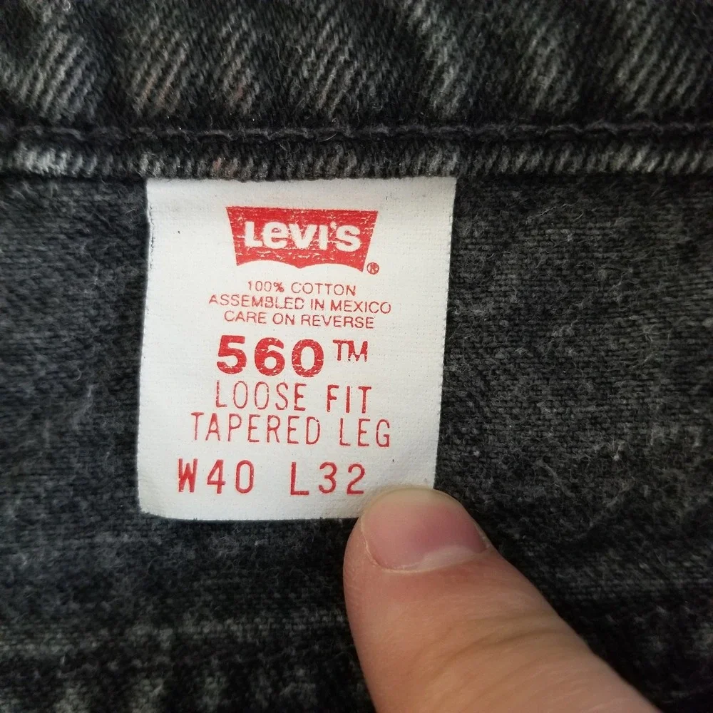 VTG Levi's 560 Jeans Mens 40x32 Fits‎ 37x30 Black Orange Tab Loose Fit Tapered
